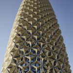 نمای مشربیه ای برج های البحر(Al Bahr Towers) ، ابوظبی، امارات متحده ی عربی. معمار: Aedas بریتانیا، تصویر © کریستین ریشترز(Christian Richters)